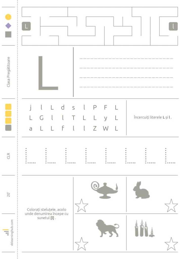 Clasa Pregătitoare. Fișă de lucru. Litera L. – VB Learning Hub